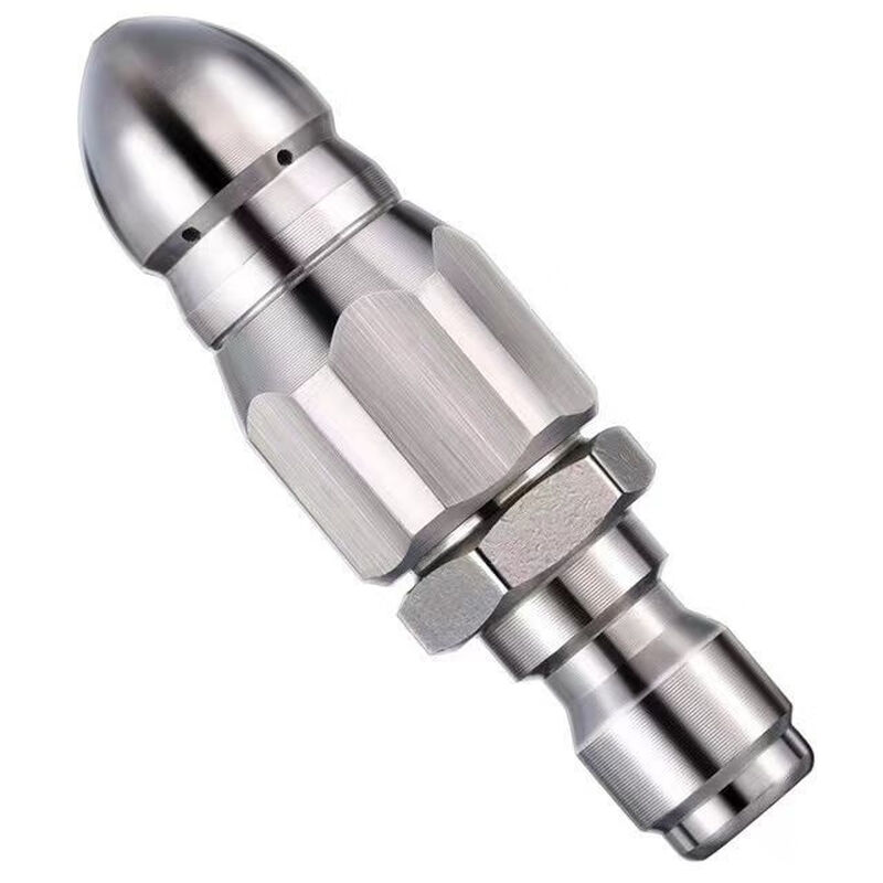 Water rat sewer dredging artifact high-pressure nozzle stainless steel 1/4 quick-plug front one rear six nozzles pipe cleaning head stainless steel water rat high-pressure nozzle dredge one pack front one rear six nozzles