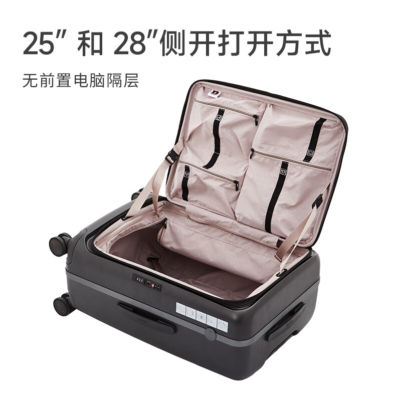 CROWN Trolley Case Zipper Aluminum Frame Suitcase Universal Wheel Front Opening Cover Side Opening Suitcase Travel Case 5278 Iron Gray Zipper 25 inches Need to be checked in