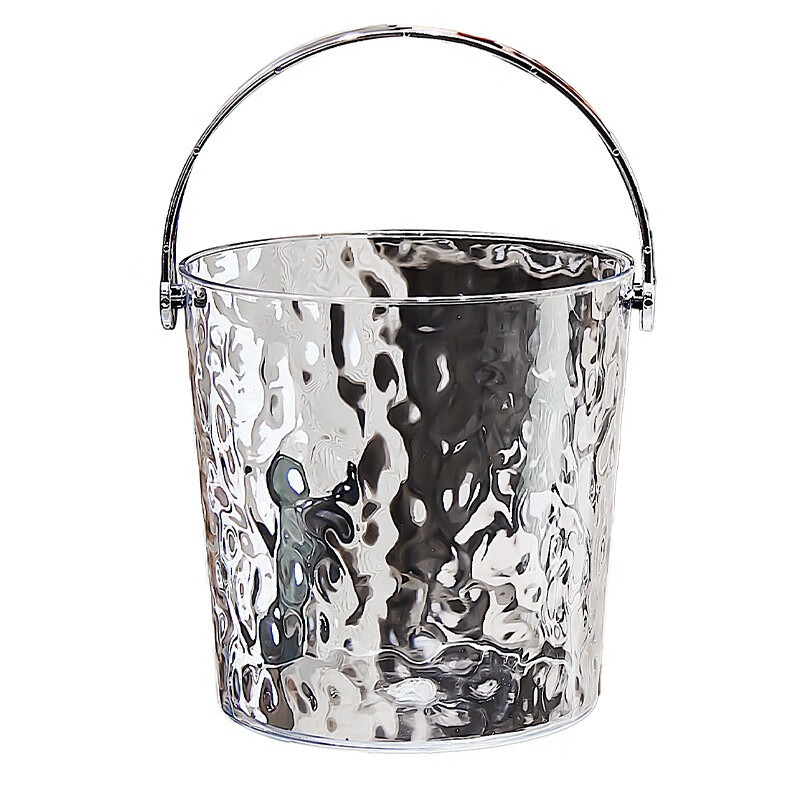Xuanshi high-looking ice bucket home beer champagne red wine outdoor picnic fruit storage basket bar KTV portable bucket transparent silver 15*16.5cm