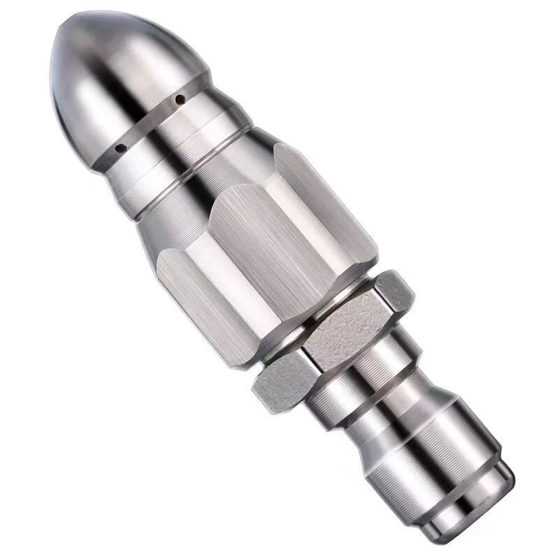 Water rat sewer dredging artifact high-pressure nozzle stainless steel 1/4 quick-plug front one rear six nozzles pipe cleaning head stainless steel water rat high-pressure nozzle dredge one pack front one rear six nozzles