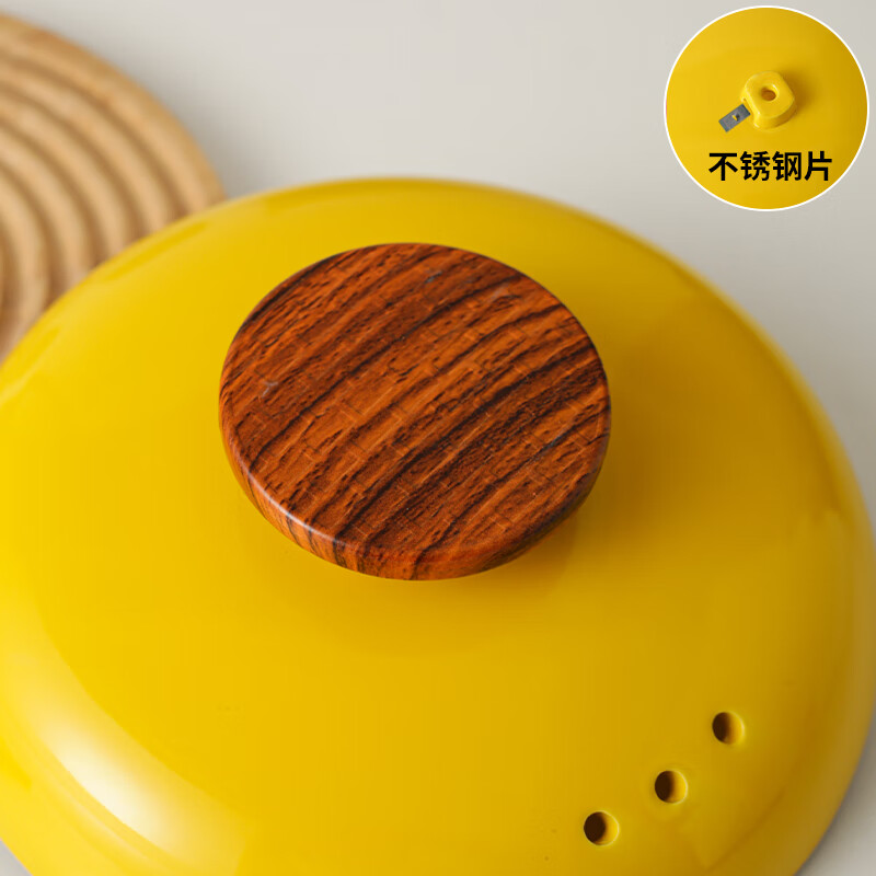Baichilou casserole lid ceramic pot lid anti-spill and anti-scalding wooden handle casserole single lid stew pot lid thickened soup pot lid yellow pot lid wood grain top diameter about 17cm