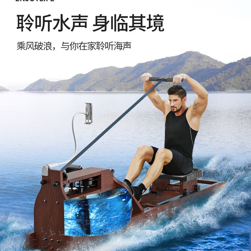 Yingerjian Rowing Machine Smart Home Gym Trainer Aerobic Exercise Free Installation Foldable Imported Walnut-Brown-Personal Training Season Card