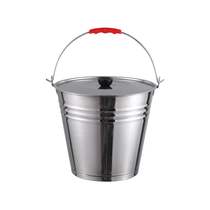 Yaofeng stainless steel bucket portable ice bucket kindergarten trash can with lid oil bucket iron bucket home kitchen canteen thickened extra thick 20cm bucket 4L without lid without water spoon