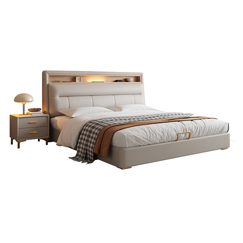 Xiangli Huating Cream Style Simple Double Bed 1.8m