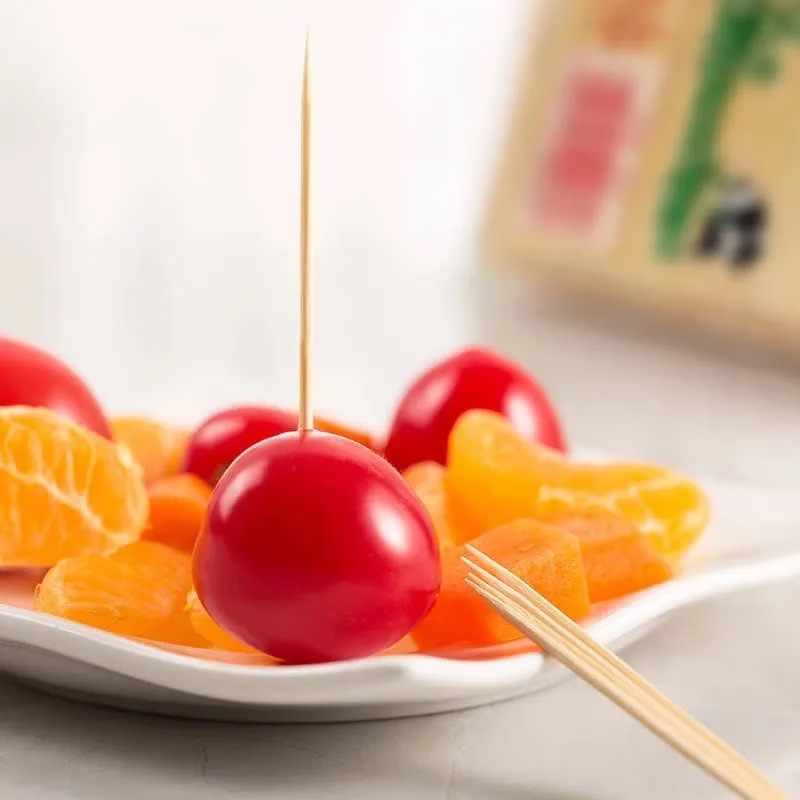 Lancaihe HA household disposable double-pointed bamboo portable fruit picks for hotels and restaurants after-dinner fine toothpicks double-pointed toothpicks 3 packs