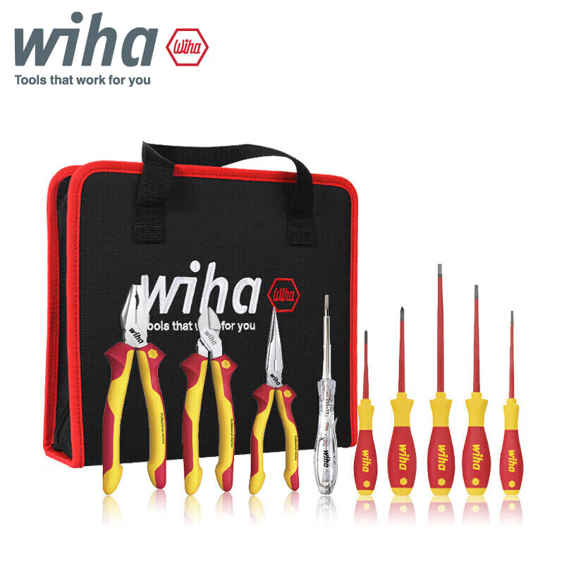 Weihan Electrician 10-piece set of insulated pliers, thin-rod screwdriver, cross-section, high-voltage resistant steel wire diagonal pliers 90012C