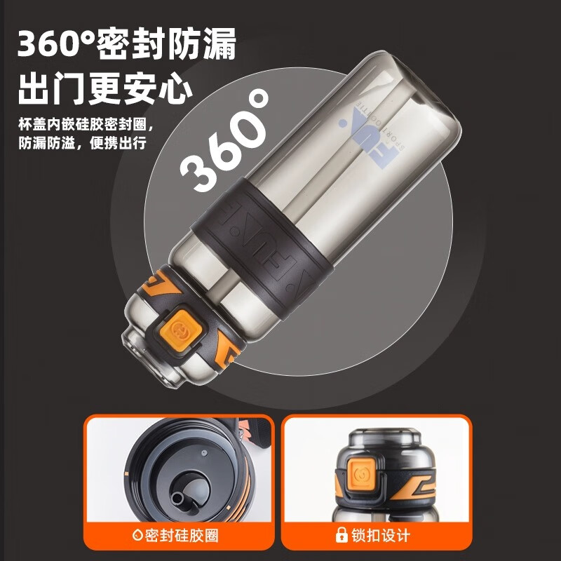 SZTAA Sports Water Cup Large Capacity Sports Water Bottle High Temperature Resistant Tritan Water Cup Men's Summer Ton Bucket Ton Student Dayton Edelweiss White (Tritan + Double Drink) 640ml