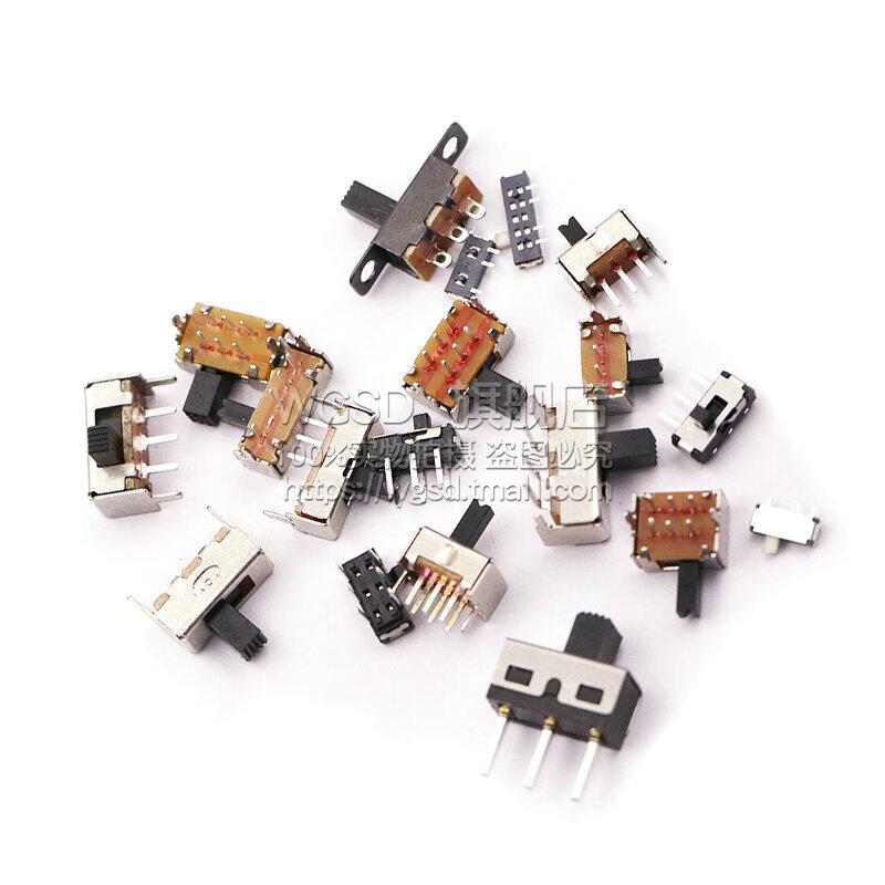 Dafuri toggle switch single and double row in-line horizontal small and micro power switch sliding gear pull wave band 2 gear 3 SS-13D07 4 feet 3 gear handle length 4MM (30 pieces)