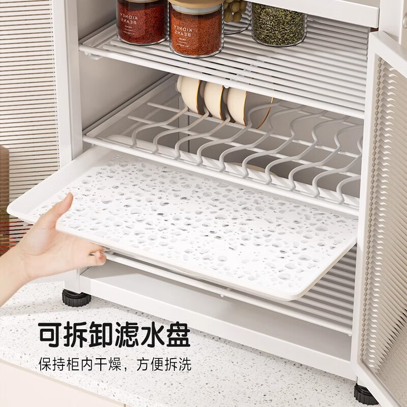 Wang Xingheyue kitchen dish storage rack household countertop with door multi-functional dust-proof cabinet small bowl rack kitchen utensils chopstick cage storage rack white three-layer newly upgraded luxury model free full set of accessories