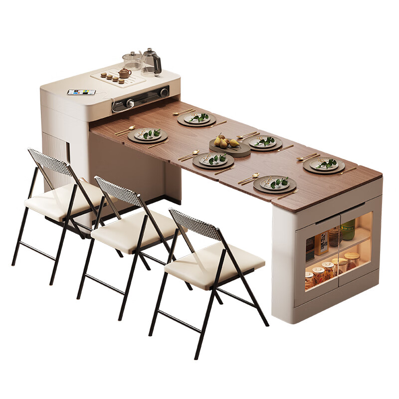 Micro Art 2025 new sideboard island table dining table and chairs integrated household retractable and foldable small apartment bar guide inverted dining table retractable and foldable island table (with tea)