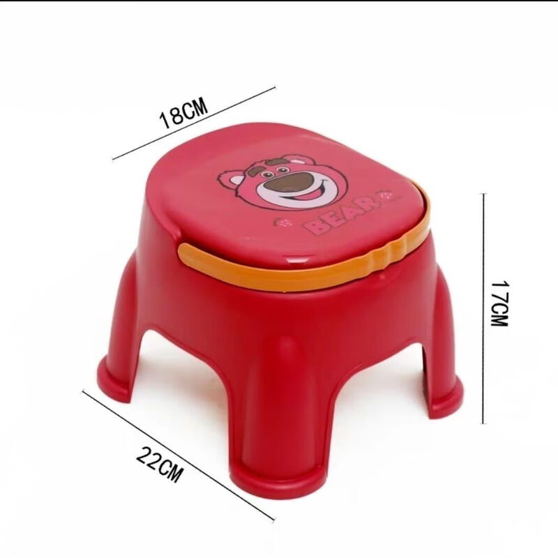 Home Cartoon Portable Low Stool Living Room Bathroom Pads Thickened Children's Bench Anti-Slip Portable Stool Durable Stool Strawberry Bear Thickened Children's Stool (Random Stickers) Shoot One and Send One (Get One)