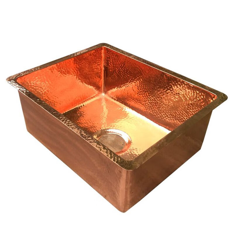 French retro kitchen large single sink embedded in the island water bar sink pure copper gold undercounter basin wash basin M style white copper undercounter basin 50*40*15cm