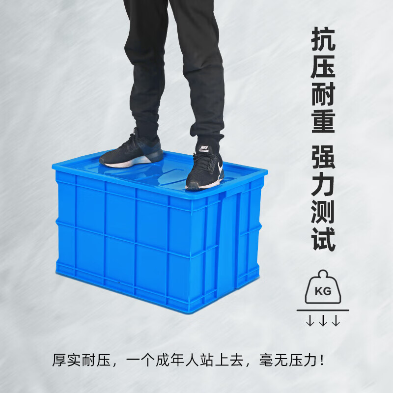 Taishi Plastic Turnover Box Parts Material Box Turtle and Fish Farming Logistics Storage and Organizing Accessory Box Plastic Basket Rectangular Box 450*335*100MM with Cover Blue