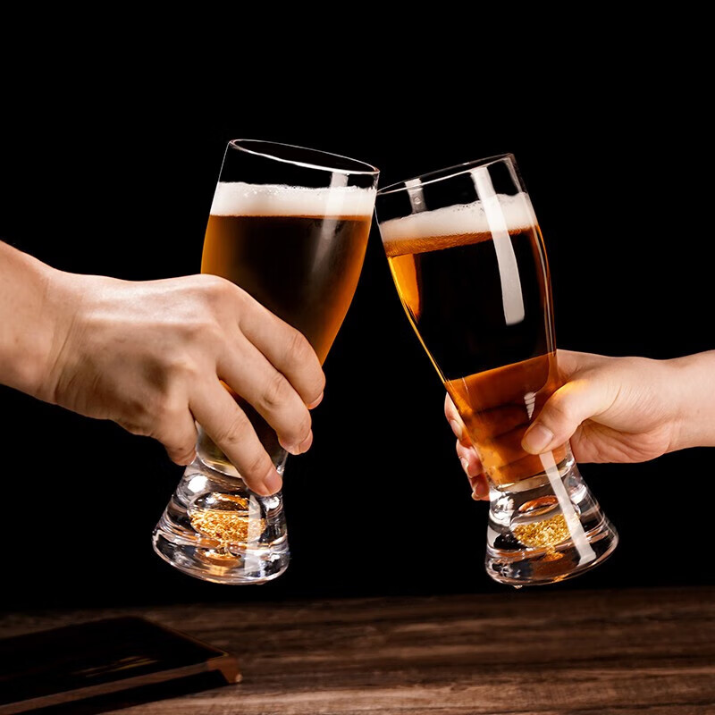 Lugaris Big Belly Gold Foil Craft Beer Cup Light Luxury Large Capacity Waisted Draft Beer Internet Celebrity Bar Home and Commercial Use 12 Gold Foil Beer Cups 330ml