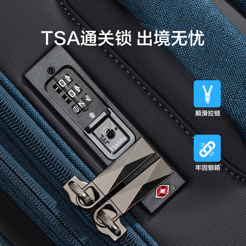 American travel luggage can be carried on the plane 20-inch large-capacity trolley suitcase soft box hidden blue gray QJ0 password box