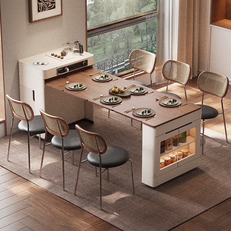 Micro Art 2025 new sideboard island table dining table and chairs integrated household retractable and foldable small apartment bar guide inverted dining table retractable and foldable island table (with tea)