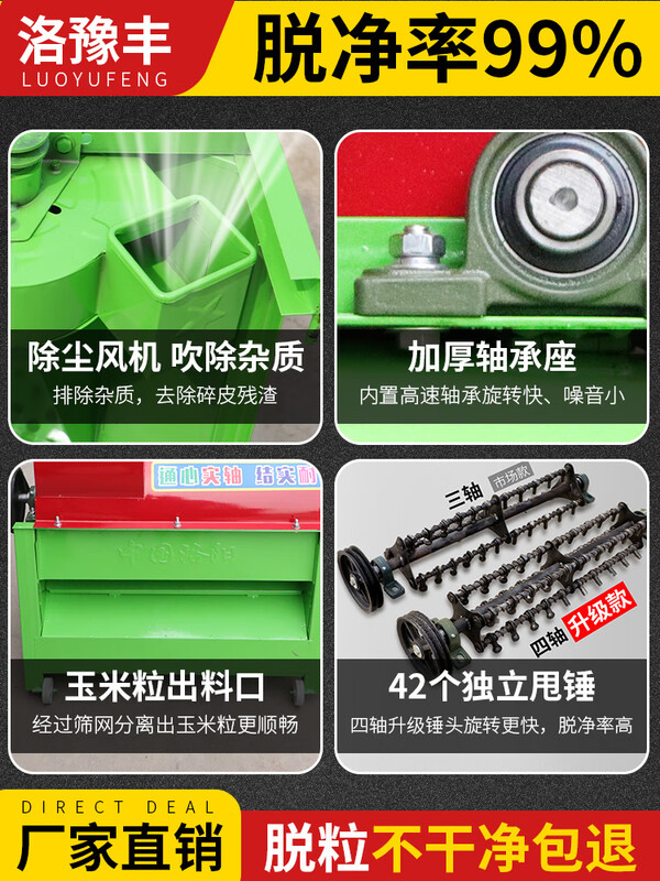 Wen Yijia corn thresher small household 220V electric large machine fully automatic corn cob peeling and threshing side bucket thresher (no motor)