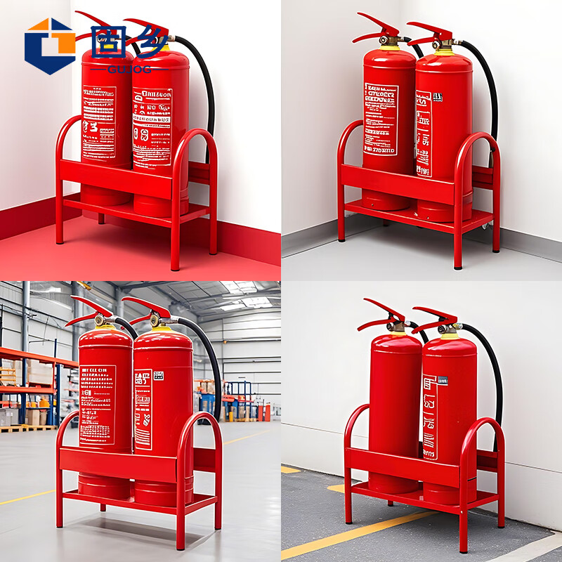 Guxiang fire extinguisher rack fire extinguisher base floor placement rack fire extinguisher rack bottom bracket fire emergency rescue display red metal paint thickened fixed bracket 4/5 kg fire extinguisher rack-place 2