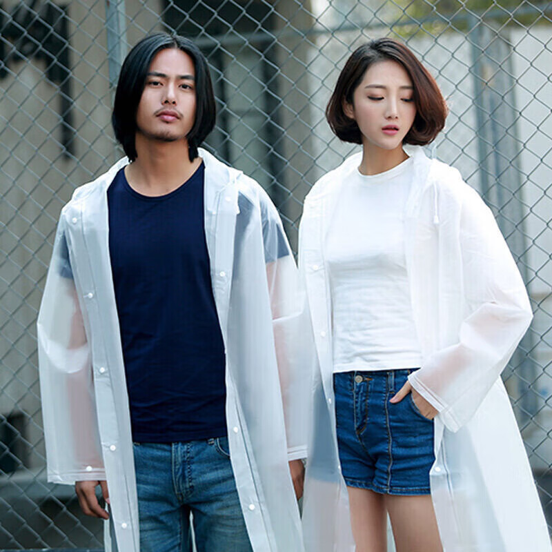 Bovonik outdoor disposable raincoat poncho adult thickened translucent frosted long hood