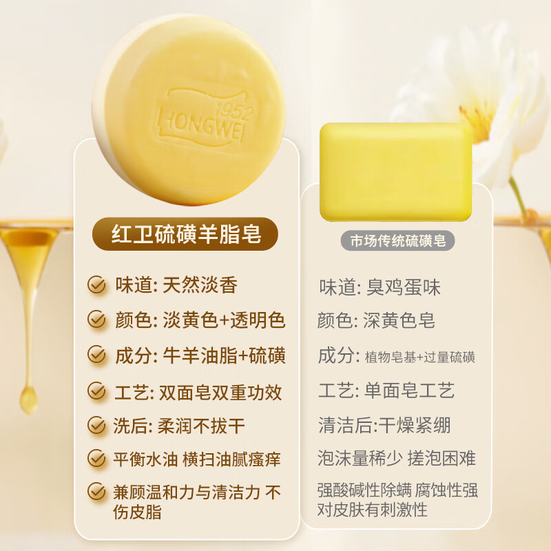 Redguard sulfur mutton soap 120g soap for face washing, bathing and hand washing three-in-one mite repellent cleansing soap, antibacterial and oil control