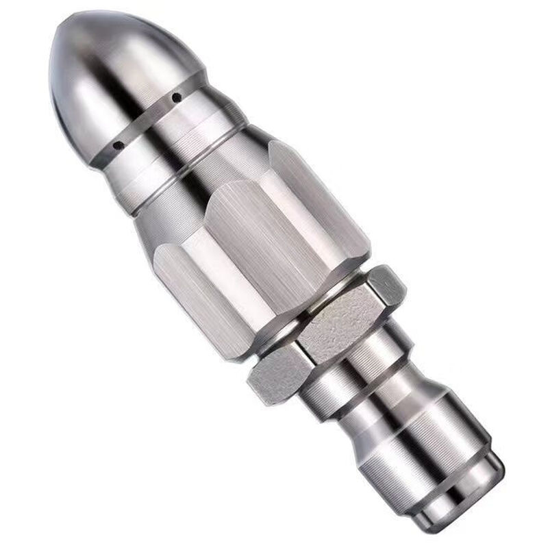 Water rat sewer dredging artifact high-pressure nozzle stainless steel 1/4 quick-plug front one rear six nozzles pipe cleaning head stainless steel water rat high-pressure nozzle dredge one pack front one rear six nozzles