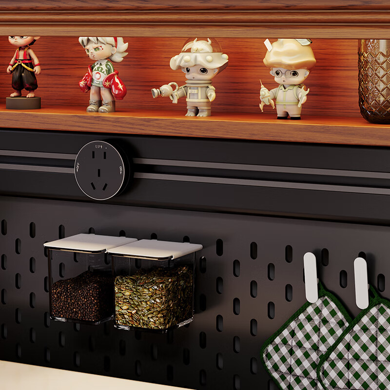 GOZEAL solid wood sideboard dining table integrated home kitchen storage cabinet living room multi-functional wine cabinet tea cabinet wall-mounted high cabinet A-retractable island dining table