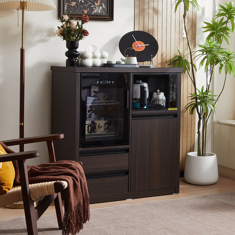 2025 new tea bar machine with refrigerator integrated cabinet office high-end intelligent refrigerated Chinese tea cabinet disinfection smoked black hot and cold type two doors with sterilization and drying