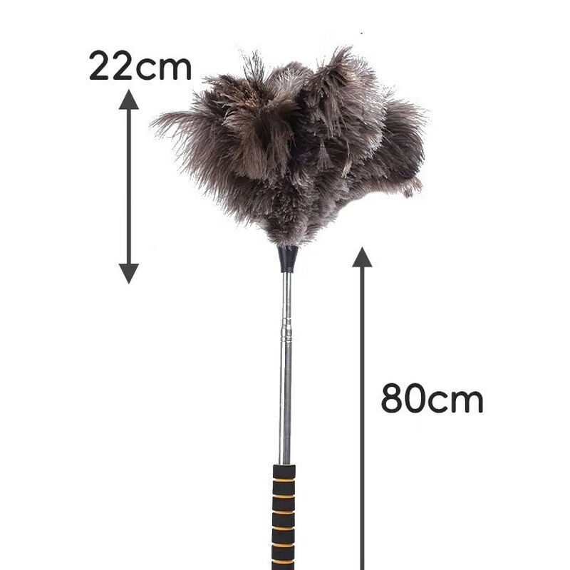 Ostrich feather duster for household telescopic dust removal without shedding hair, car cleaning artifact, ostrich feather three-section retractable pole