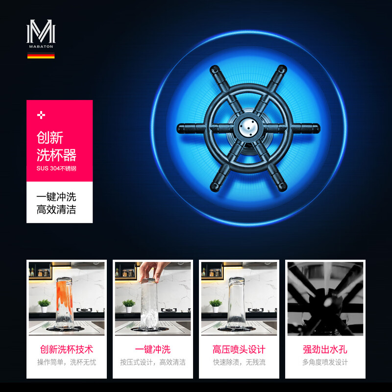 MABATON (MABATON) 50X Rubik's Cube, Island Bar in the Pantry, Hidden Round Sink with High-Pressure Cup Washer, Small Single Slot, Package 1 - Faucet not included, conventional drainer