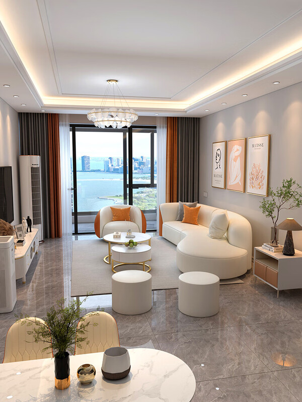 Huida imperial concubine sofa living room 2025 new small apartment special-shaped sofa coffee table set combination household technology cloth four-seater sofa 2.4 meters segmented