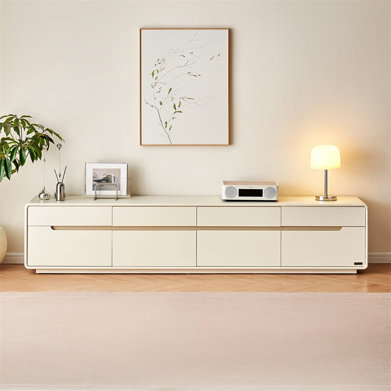 Quanyou Home TV cabinet floor-standing modern simple cream style living room small apartment storage storage TV cabinet home