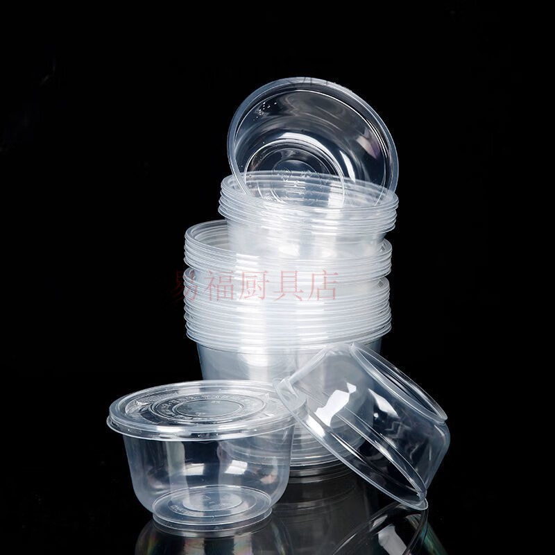 Baichao disposable bowl and chopstick set combination round packed lunch box whole box wholesale household with lid 360 bowl type 50 pieces + chopsticks 50 pairs