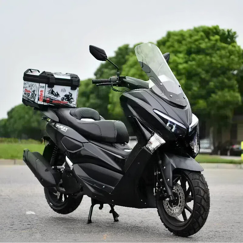 Jilang Mengshi fourth generation 150cc scooter, national IV electronic fuel injection, brand new two-wheel large off-road vehicle, matte black, handa machine + tail box