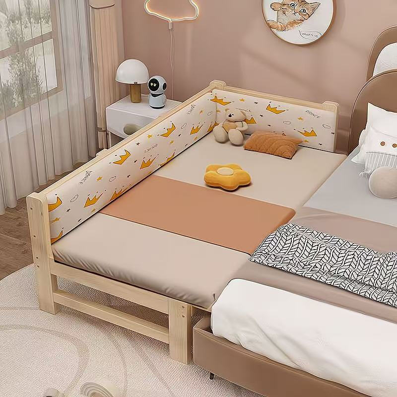 British and American Danny spot children's bed splicing bed widened crib side bed solid wood single bed adult baby extended side crib two-sided guardrail + bedside + coconut palm mattress length 200 width 80 height remarks