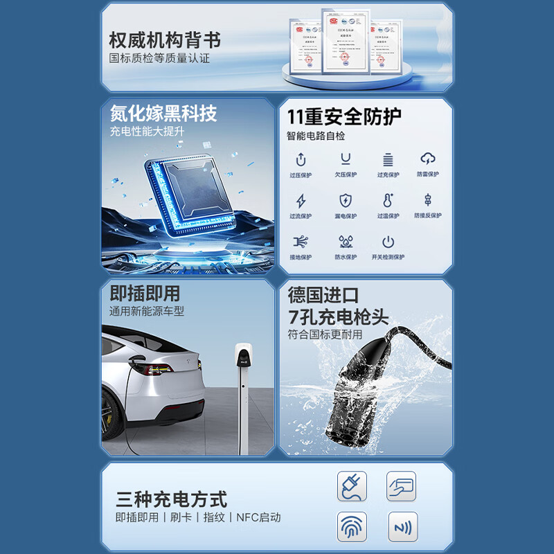 Jingbao Dian Weilai Ledao L90 Charging Pile 7KW Home AC Charging Pile 220v National Standard 32A Fast Charging AC Charger Ledao L90 7KW Card Start/Digital Screen 5 Meter Cable