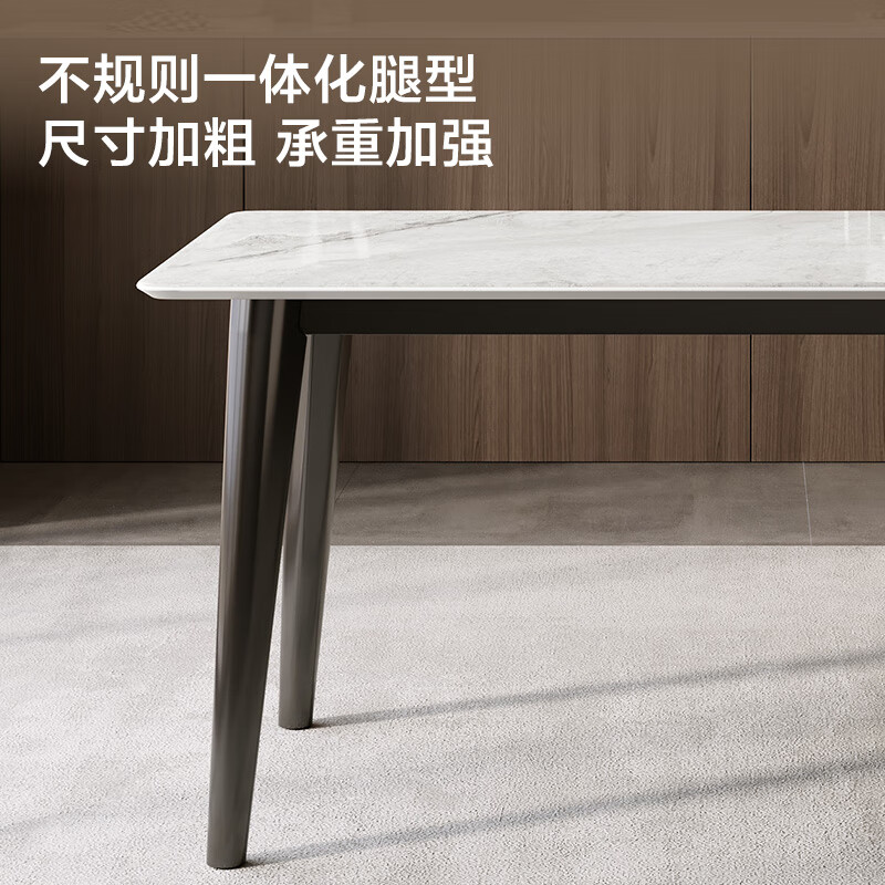 KUKA Italian microcrystalline stone dining table for home living room dining table and chair combination DS7183T 1.4M square table + folded gray chairs*4