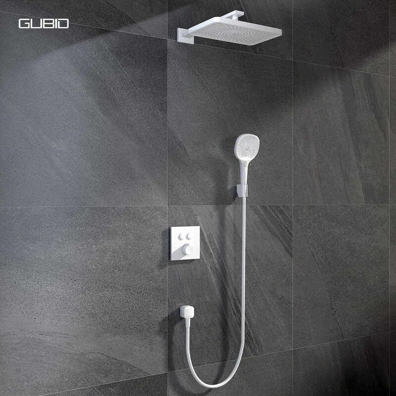 GUBID two-function embedded pre-embedded shower head, fine copper panel configuration shower head set GD9521W-Ivory White