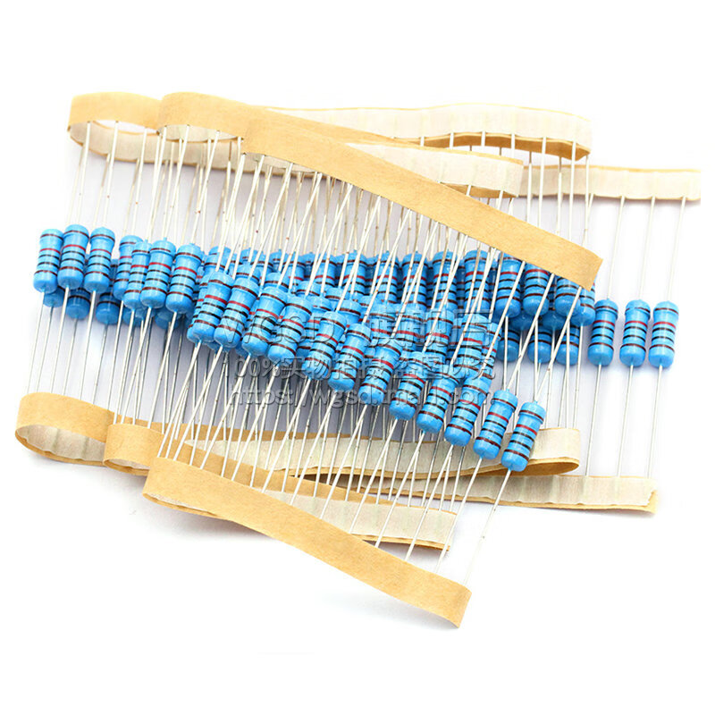 Dafuri 1W metal film resistor element 1% five-color ring 1K 2k 10K 100 ohm 1M3K22 ohm 4.7K47K20 3 ohm 1% (20 pcs)