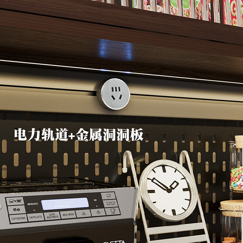 Wen Yijia American solid wood sideboard against the wall integrated kitchen storage wine cabinet French retro double-layer slate multi-function 1.2 meters--lower cabinet (dark walnut color)