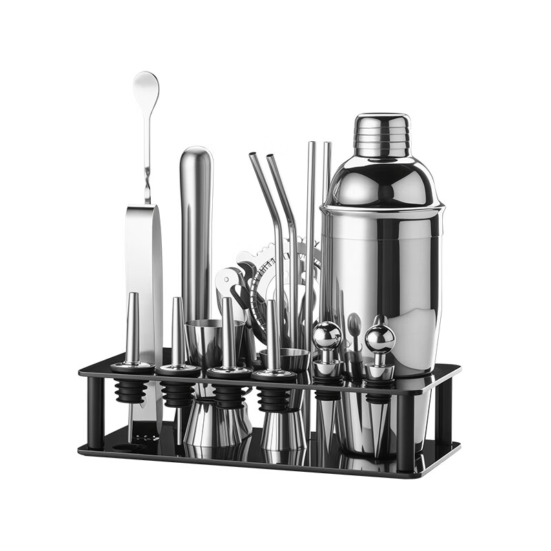 CLITON304 stainless steel cocktail mixer, milk tea shop hand-made lemon artifact cocktail hand-shake cup and pot 19-piece set