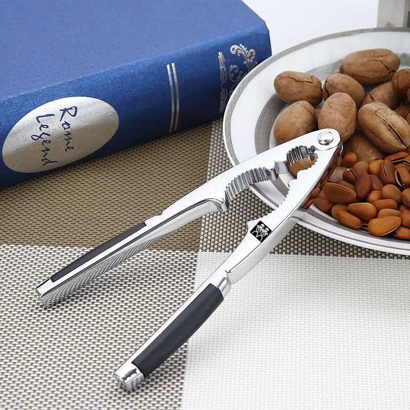 Zwilling German DOUBLEDELI Pecan Clamp Sheller Household Chestnut Multi-functional Artifact for Opening Walnut Nuts Walnut Clamp - Black Handle Three Holes 1
