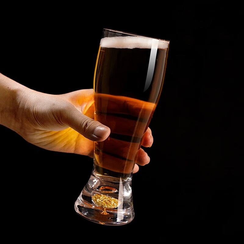 Lugaris Big Belly Gold Foil Craft Beer Cup Light Luxury Large Capacity Waisted Draft Beer Internet Celebrity Bar Home and Commercial Use 12 Gold Foil Beer Cups 330ml