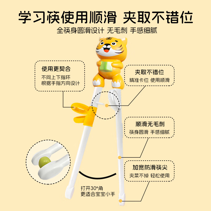 HOY BELL Children's Chopsticks Training Chopsticks Learning Chopsticks Fork and Spoon Set Children's Tableware 3-piece Set with Storage Box-Menghu