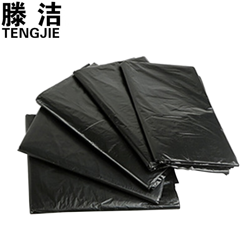 Teng Jie black flat mouth garbage bag 80*100 medium thick