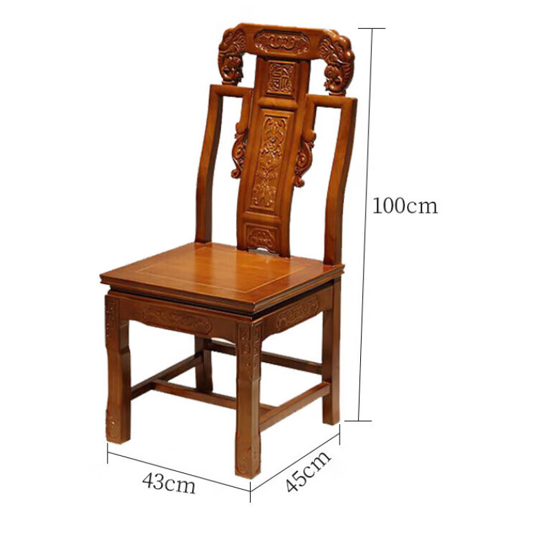 Macron Guangdong Foshan all solid wood dining table antique carved gold rosewood large round table with turntable for 10 people, walnut color, free turntable + tempered glass, 2.0 meters, 1 table + 12 elephant head chairs