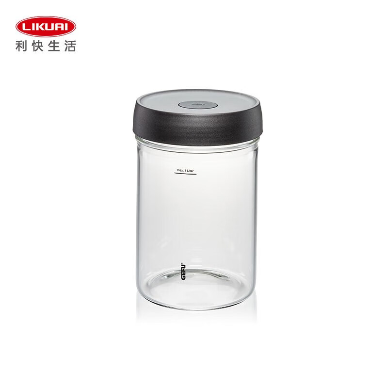 Likuai German imported kitchen pickle jar glass sealed container overnight pickle good stuff household shallow pickle jar pickle jar (with heavy stone) 1500ml