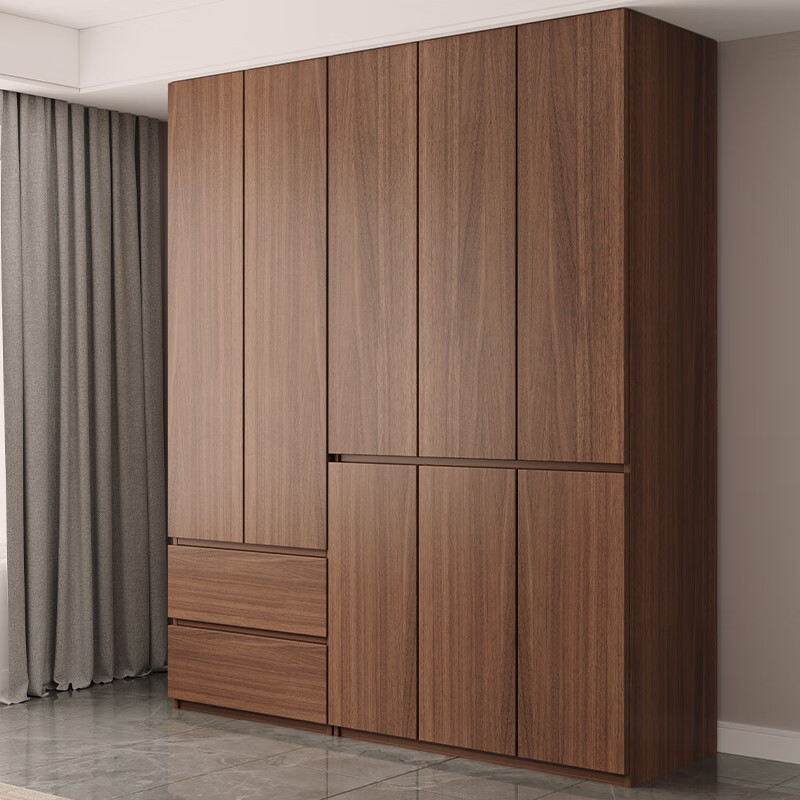 Laishida solid wood wardrobe segmented storage hidden handle-free master bedroom storage wardrobe XD84# four-door wardrobe