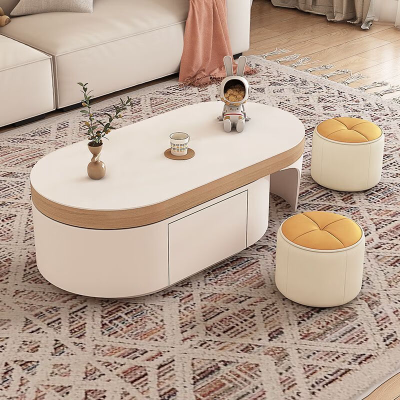 Qingziyou cream style coffee table for living room and home 2026 new small apartment simple rotatable tempered glass tea table combination cream style brown glass single coffee table