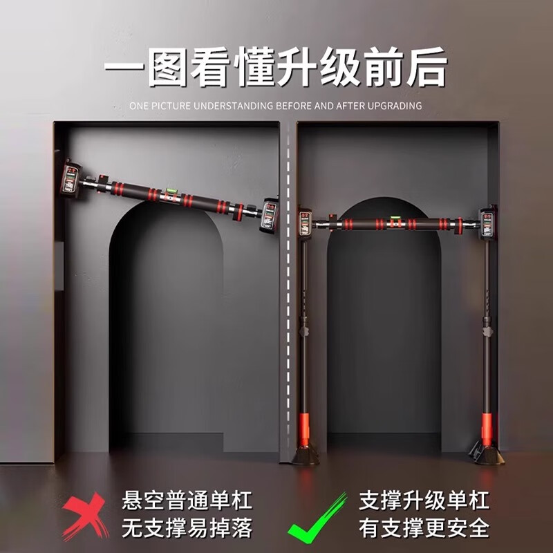 REXL horizontal bar pull-up device indoor home punch-free door home door frame student junior high school student high school entrance examination hanging lever 65-90cm wall distance installation-floor support