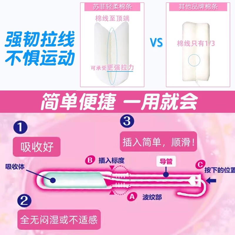 Unicharm Japan Unicharm tampon Sophie sanitary napkin catheter-type built-in cotton swab for menstrual period waterproof swimming special pink 10-pack (small quantity long catheter)
